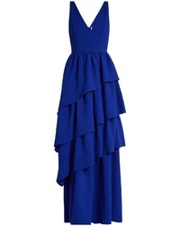 OSMAN Amy Plunging Tiered Wool Crepe Gown