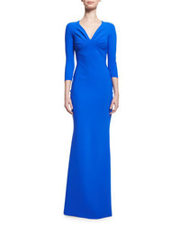 Chiara Boni La Petite Robe 34 Sleeve Ruched Ponte Gown Blue Klein