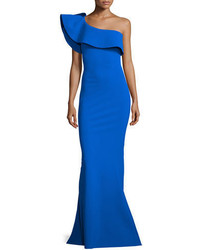 La Petite Robe Custom Collection Elisse One Shoulder Ruffle Mermaid Gown