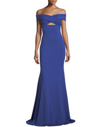 Jovani Off The Shoulder Crossover Stretch Crepe Evening Gown