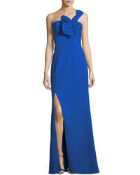 Aidan Mattox One Shoulder Bow Crepe Evening Gown