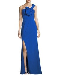 Aidan Mattox One Shoulder Bow Crepe Evening Gown