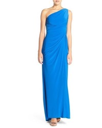 Adrianna Papell One Shoulder Draped Jersey Gown
