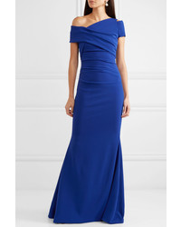 Talbot Runhof One Shoulder Ruched Crepe Gown