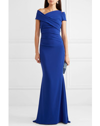 Talbot Runhof One Shoulder Ruched Crepe Gown