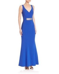 Laundry by Shelli Segal Platinum Halloway Stretch Crepe Gown