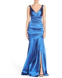Theia Ruched Taffeta Mermaid Gown Size 12 Blue