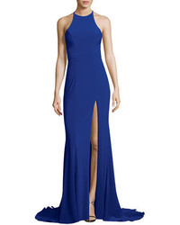 Faviana Sleeveless Open Back Crepe Gown