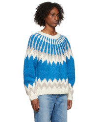 Andersson Bell Blue Wool Nordic Crewneck Sweater
