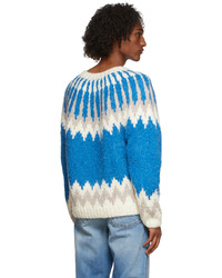 Andersson Bell Blue Wool Nordic Crewneck Sweater