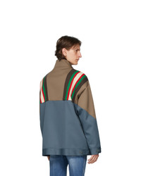 Gucci Blue And Brown Drill 70s Jacket