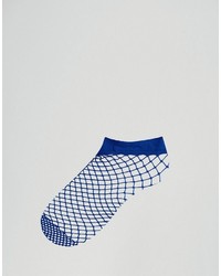 Asos Oversized Fishnet Ankle Socks In Blue