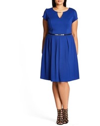 City Chic Plus Size City Chih Lovely Luxe Belted Fit Flare Dress