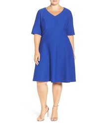 London Times Plus Size Textured Fit Flare Dress