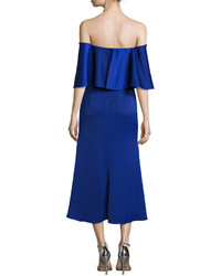 Camilla And Marc Ruffle Fit And Flare Cocktail Dress Cobalt