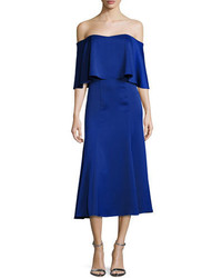 Camilla And Marc Ruffle Fit And Flare Cocktail Dress Cobalt