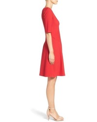London Times Textured Knit Fit Flare Dress