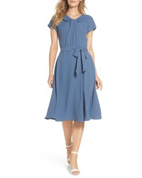 Gal Meets Glam Collection Vivian Twist Neck Fit Flare Dress