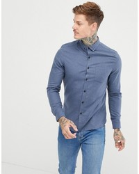 ASOS DESIGN Regular Fit Flannel Shirt In Blue