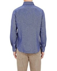 Mason S S Flannel Shirt Blue Size M