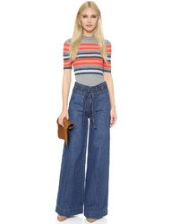 Free People Augusta Clean Belted Flare Jeans