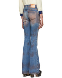 Gucci Blue Embroidered Flared Jeans