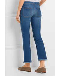 Stella McCartney Cropped Frayed Mid Rise Flared Jeans Mid Denim
