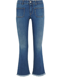 Stella McCartney Cropped Frayed Mid Rise Flared Jeans Mid Denim