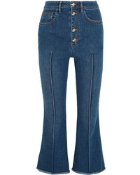 Sonia Rykiel Cropped High Rise Flared Jeans Blue