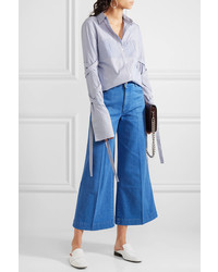 Stella McCartney Cropped High Rise Flared Jeans Light Blue