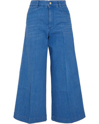 Stella McCartney Cropped High Rise Flared Jeans Light Blue