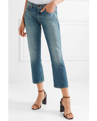 Saint Laurent Cropped Mid Rise Flared Jeans