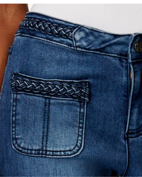 Earl Jeans Braided Detail Flared Medium Blue Wash Jeans