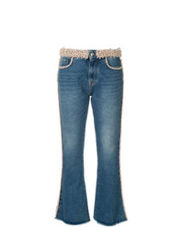 MSGM Faux Pearl Embellished Jeans