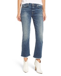 7 For All Mankind High Waist Fray Crop Bootcut Jeans