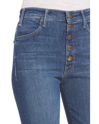 Mother Hustler Snap Down High Rise Ankle Flare Jeans
