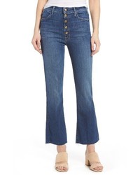 Mother Hustler Snap Down High Rise Ankle Flare Jeans