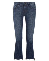 Frame Le Crop Mini Frayed Mid Rise Bootcut Jeans Dark Denim
