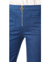 Tory Burch Luisa Zip Front Flare Jeans