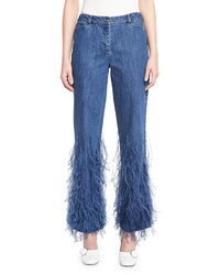 Michael Kors Michl Kors Ostrich Feather Flared Ankle Jeans Indigo
