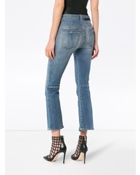 Unravel Project Mid Rise Lace Up Cropped Kick Flare Jeans