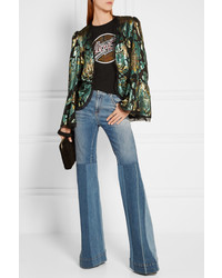 Roberto Cavalli Patchwork High Rise Flared Jeans Blue
