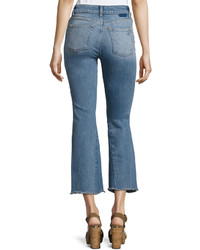 DL1961 Premium Denim Jackie Crop Flared Raw Edge Jeans Indigo