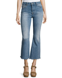 DL1961 Premium Denim Jackie Crop Flared Raw Edge Jeans Indigo