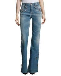 Roberto Cavalli Star Embellished Flared Jeans
