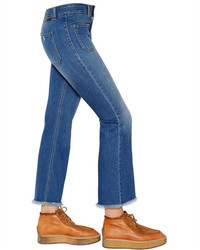 Stella McCartney Crop Flared Stretch Cotton Denim Jeans