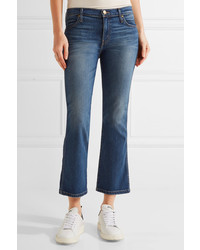 The Great The Nerd Cropped Low Rise Flared Jeans Mid Denim