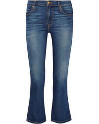 The Great The Nerd Cropped Low Rise Flared Jeans Mid Denim