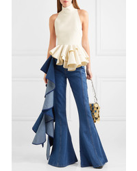 SOLACE London Trumpet Ruffled High Rise Wide Leg Jeans