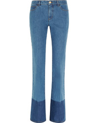 Valentino Two Tone Mid Rise Flared Jeans Mid Denim